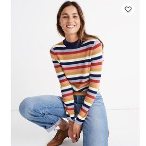 Mockneck Pullover Sweater in Stripe sz S